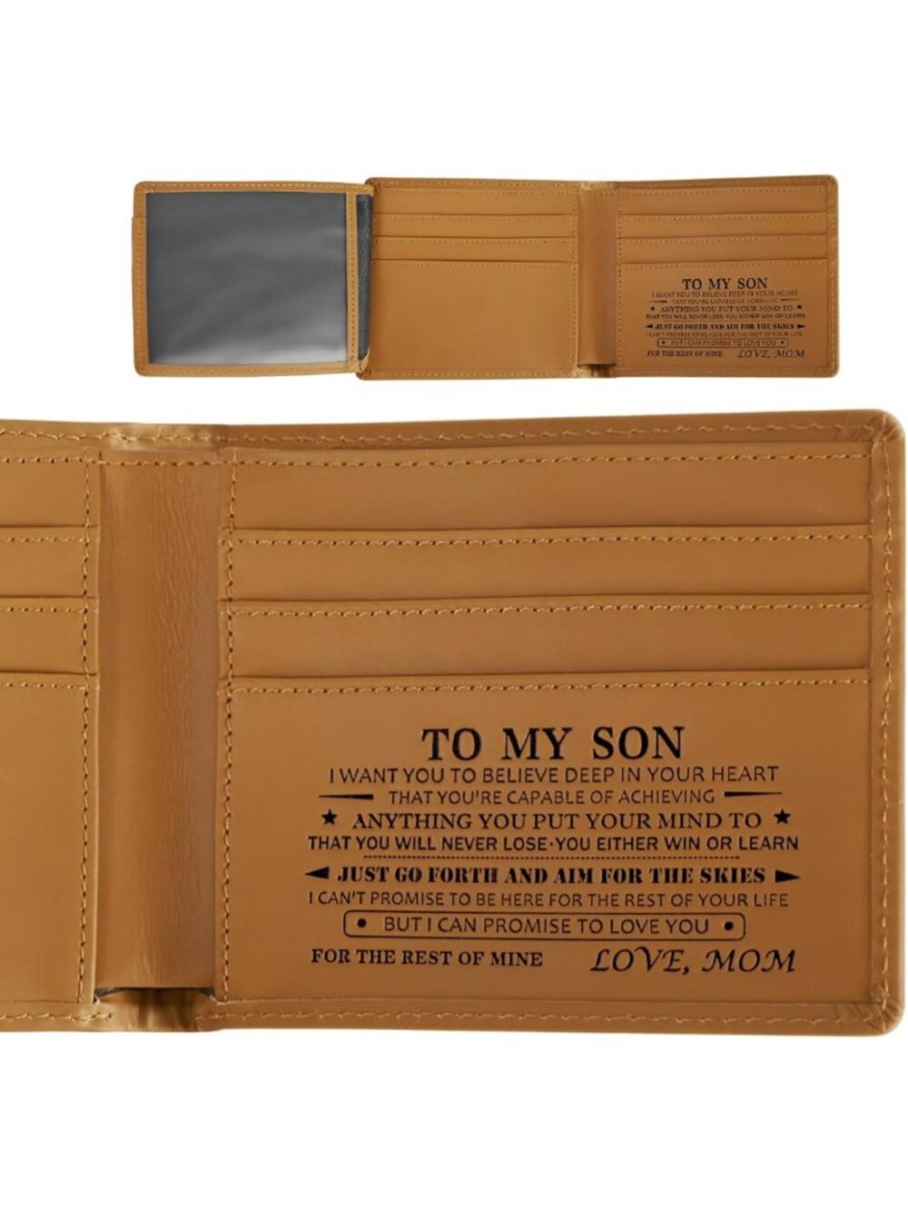 Personalized Leather Wallet for Son - Stylish Bifold, RFID Blocking, Perfect